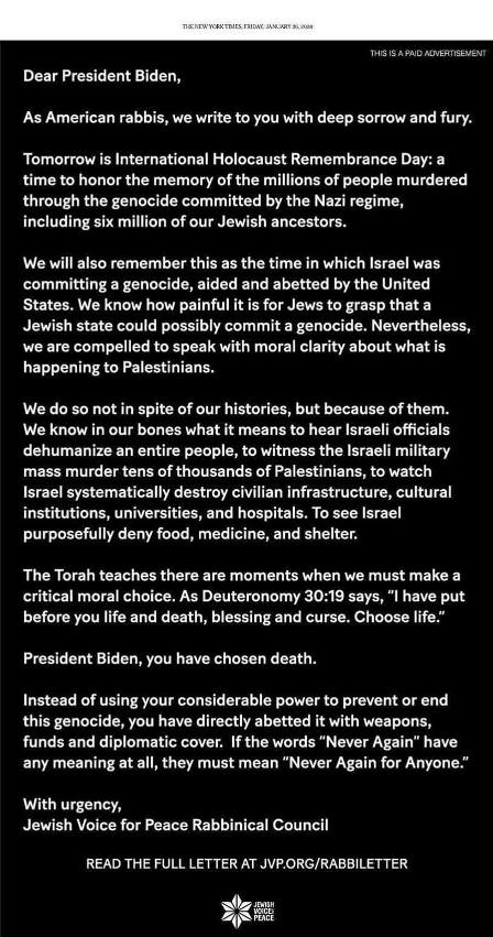 Rabbinic Letter to Biden